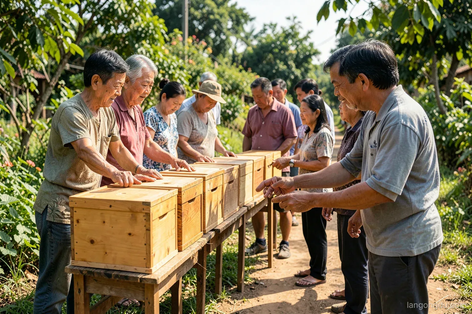 Sau mùa mưa, cả xóm cùng kiểm mốc thùng ong dú
